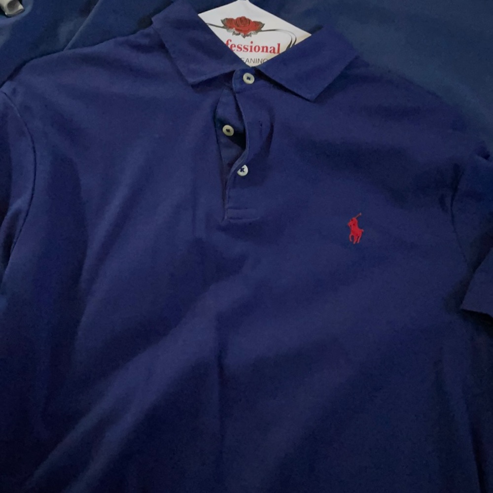 Blue Ralph Lauren polo shirt with red horseman size L
